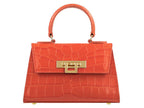 Fonteyn Mignon Orinoco 'Croc' Print Calf Leather Handbag - Orange