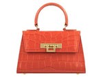 Fonteyn Mignon Orinoco 'Croc' Print Calf Leather Handbag - Orange