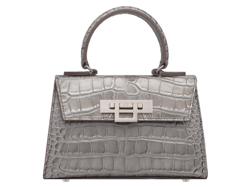 Fonteyn Mignon 'Croc' Print Handbag Silver | Lalage Beaumont