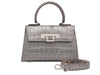 Fonteyn Mignon Orinoco 'Croc' Print Calf Leather Handbag - Silver