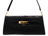 Fonteyn Clutch Orinoco 'Croc' Print Calf Leather Handbag - Black