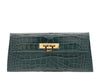 Fonteyn Clutch Orinoco 'Croc' Print Calf Leather Handbag - Dark Green
