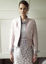 Graduated Pink Dots on Grey Silk Sateen - Angie
