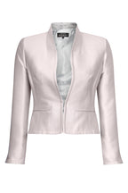 Jacket with Waist Fastening in Pale Pink Satin - Margo
