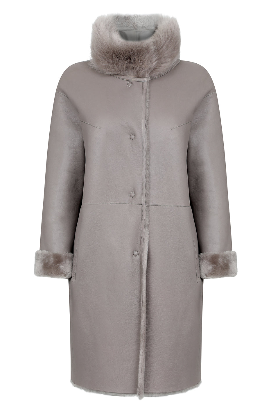 women&#39;s designer lambskin jacket in grey