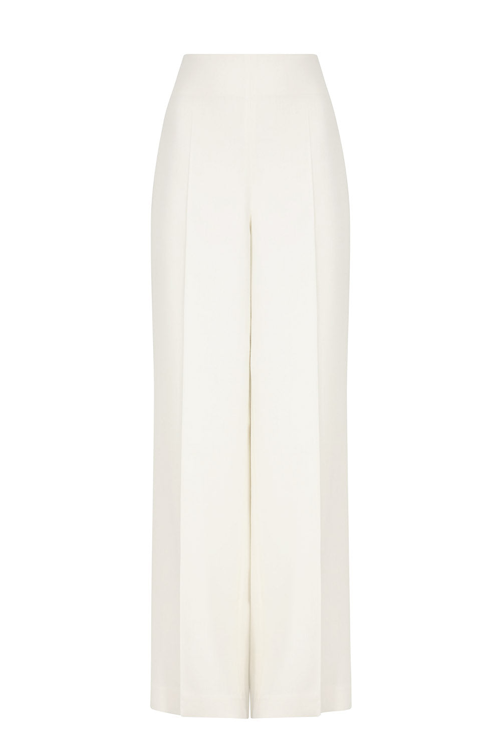 Wide Leg Trousers in Plain Ivory Faille - Paloma