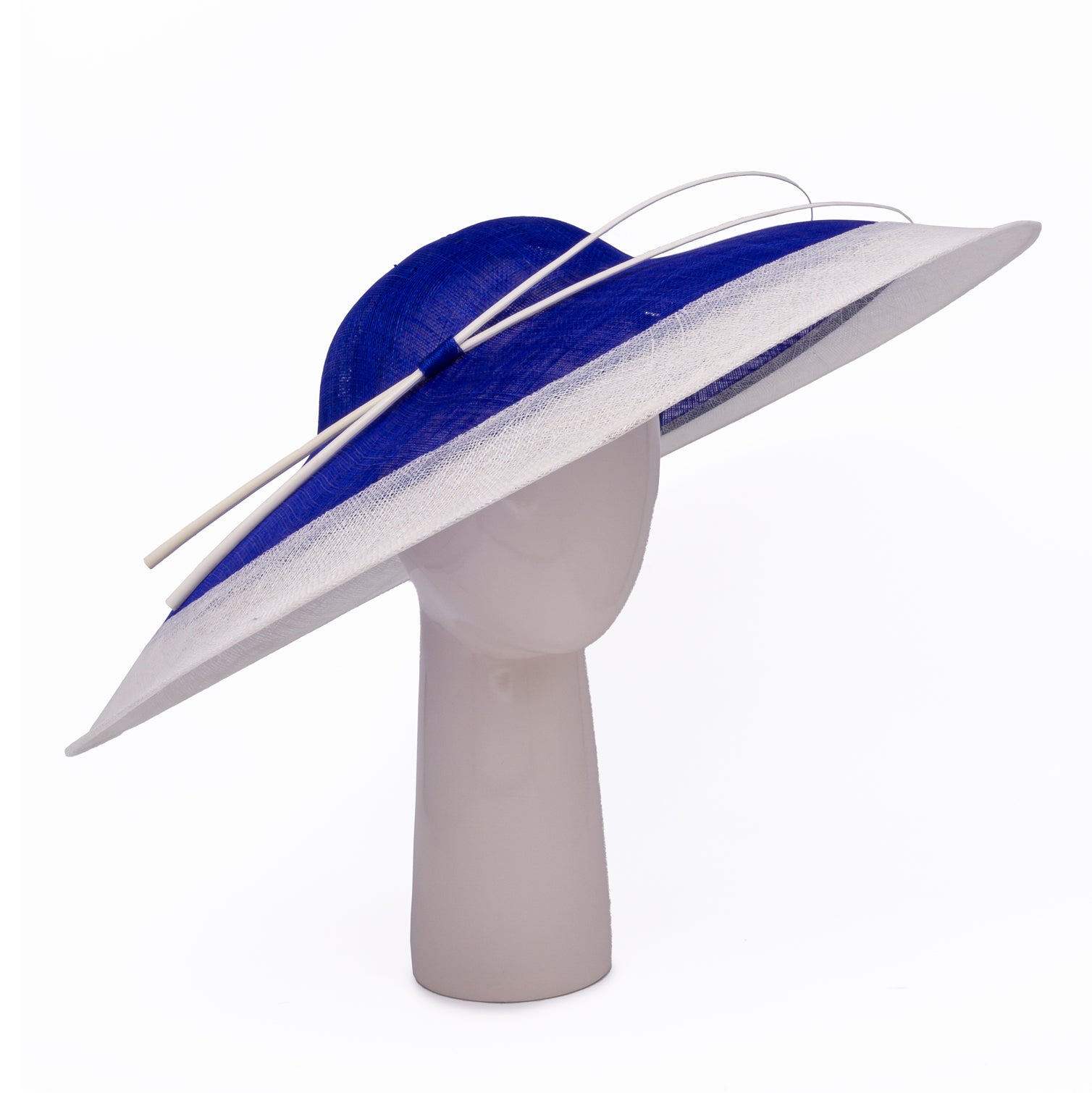 Two-tone Wide Rim Hat in Sapphire and Ivory