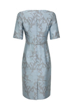 Sky Blue/Grey Silk Floral Jacquard Dress - Angie