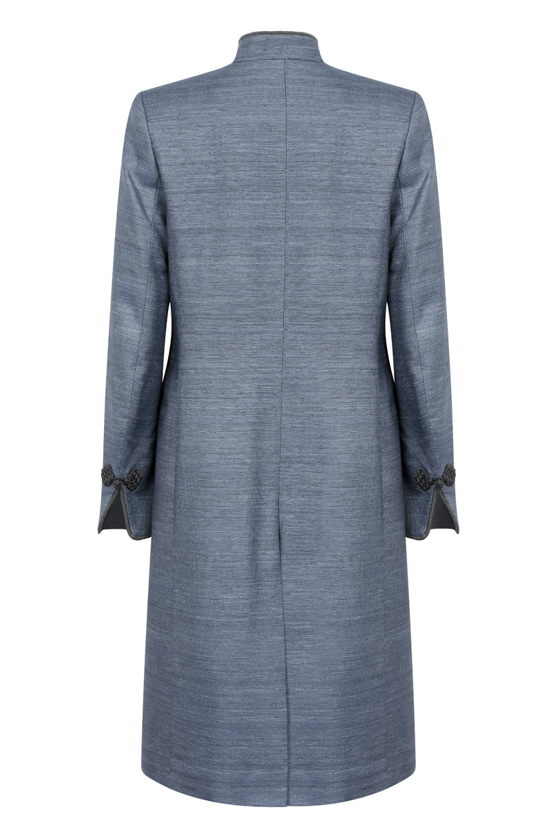 Slate Plain Raw Silk Coat | Vicky | Lalage Beaumont