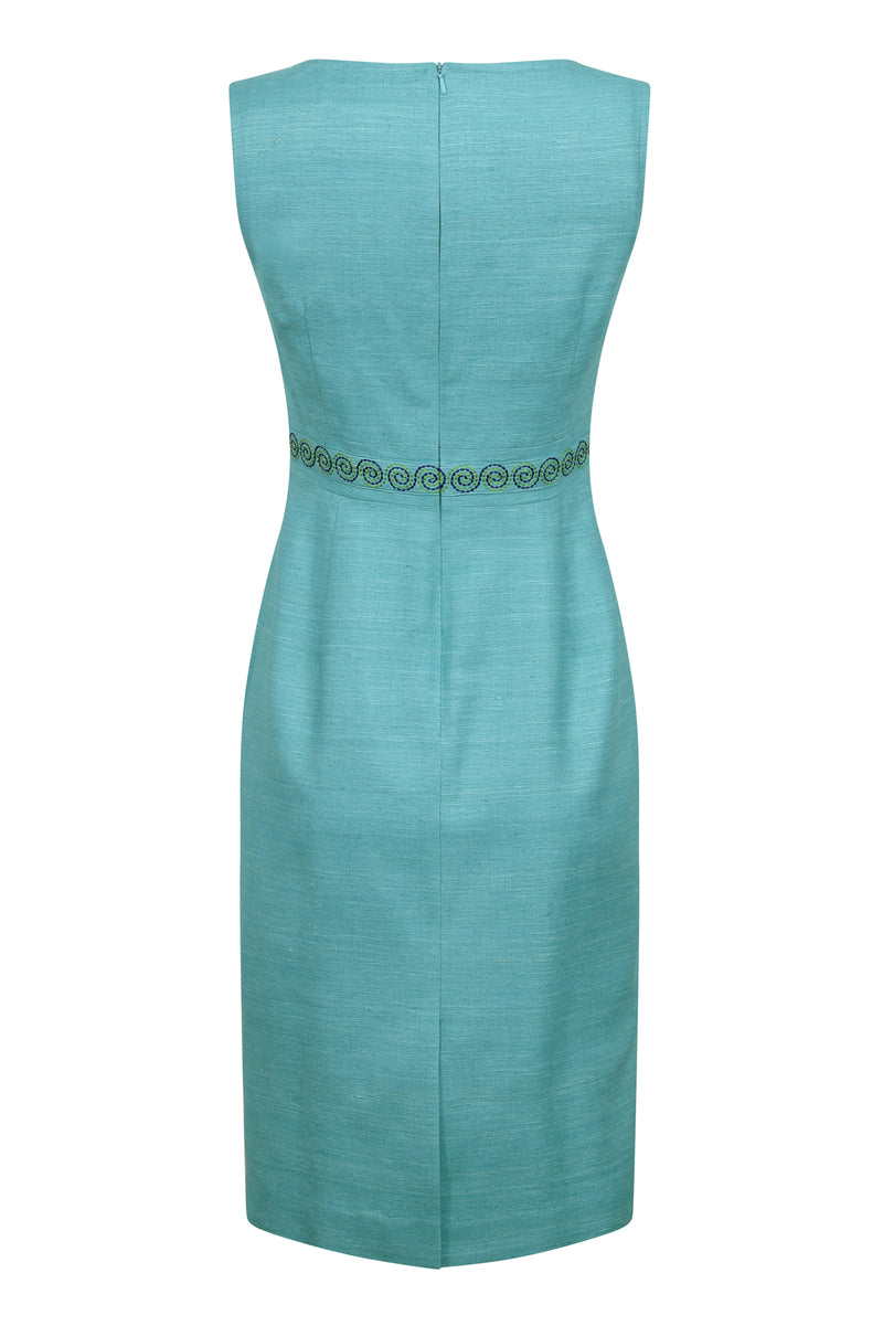 Luxury raw silk turquoise dress 