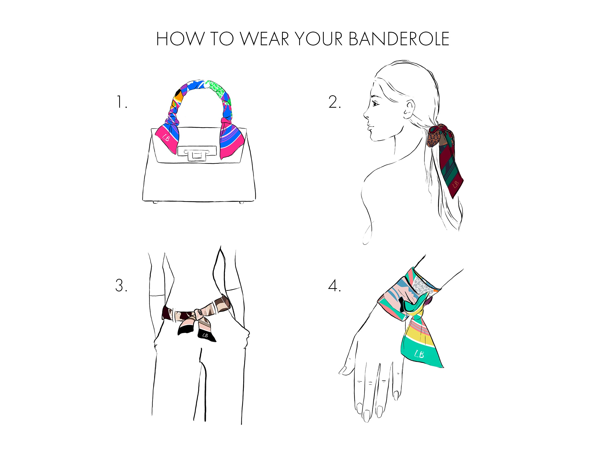 Banderole - Silk Ribbon Scarf - Feather Aquarelle