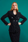 Tweed Jacket in Black Tweed with White Dots - Imogen
