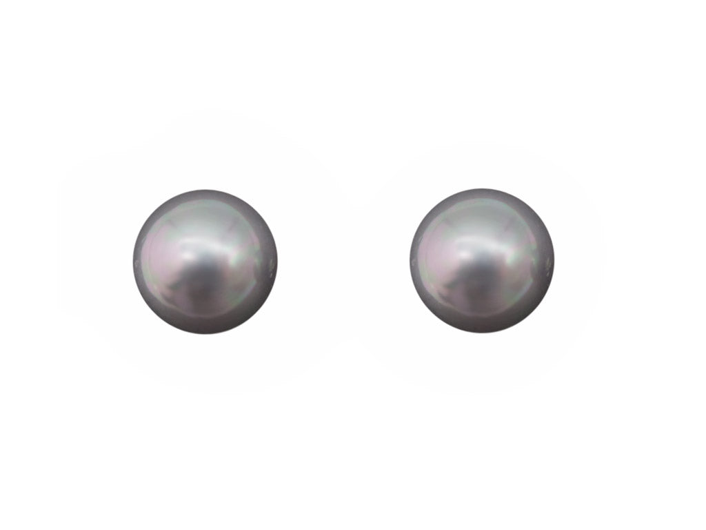 12mm Mother Pearl Stud Earrings Silver