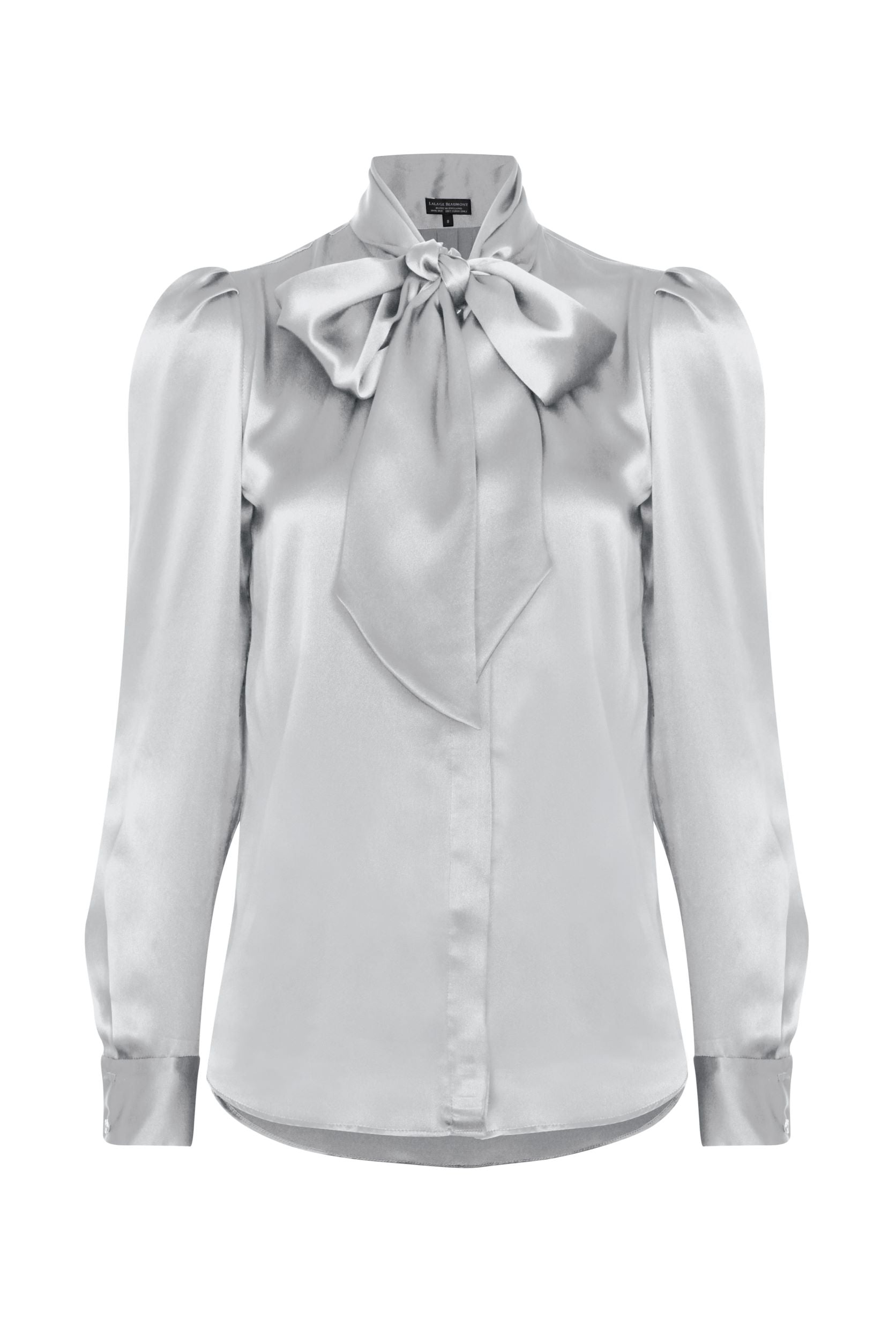 Tie Neck Blouse Pale Silk Satin Denisa
