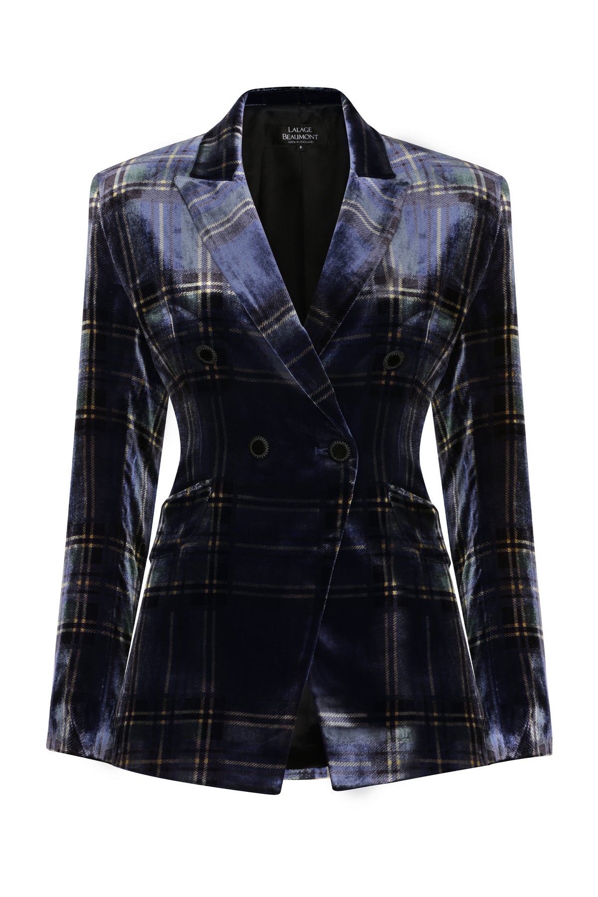 Tartan Velvet Jacket Blue Green Imogen
