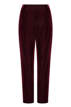 Burgundy Plain Velvet Narrow-Leg Trousers - Phoebe