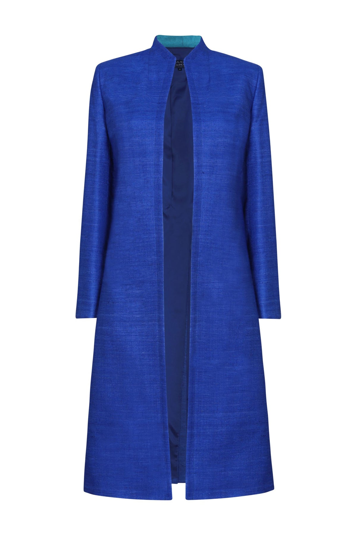 Silk Duster Coat Sapphire Raw Silk Tussar Leila