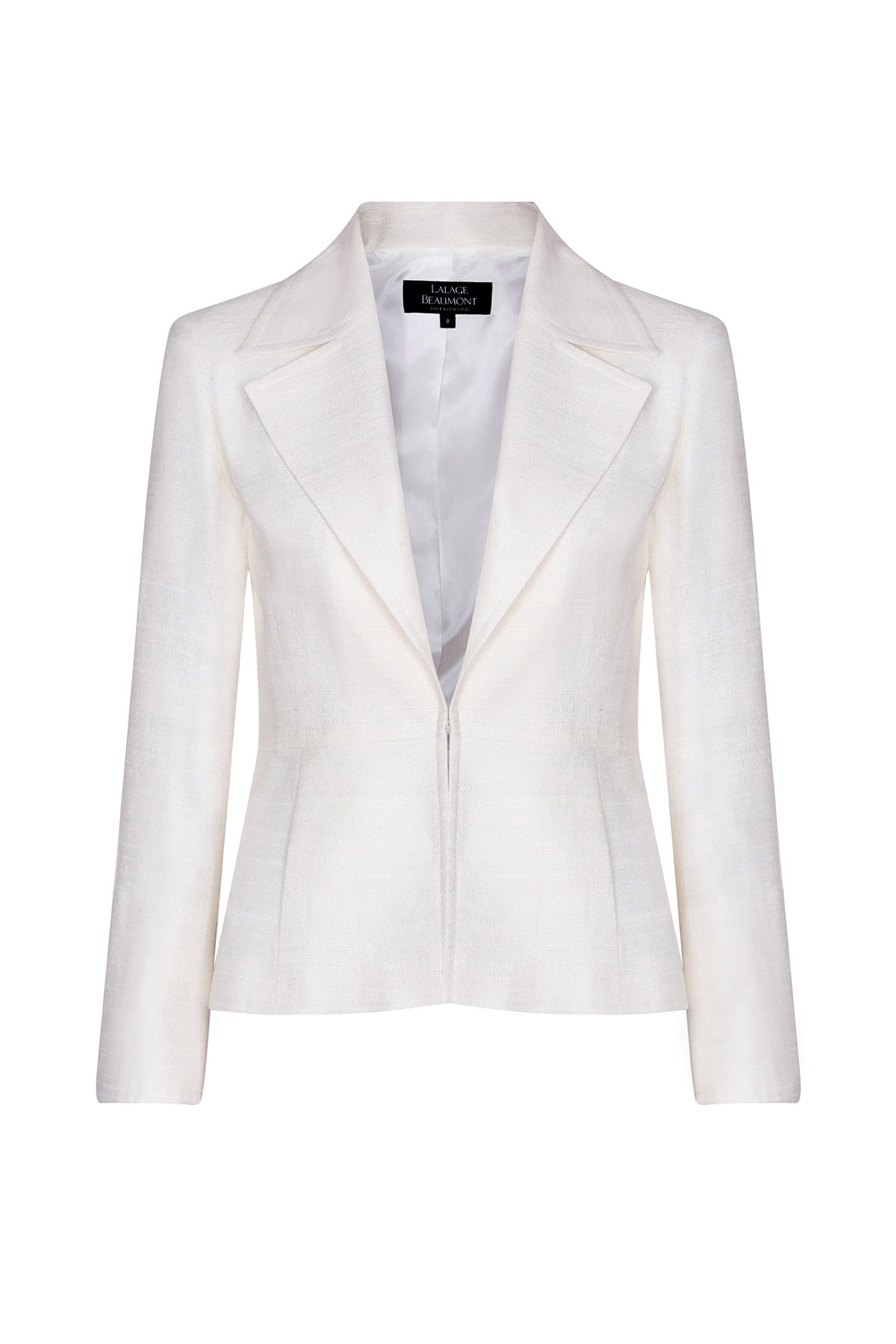 Raw Silk Tussar Fitted Jacket Wide Collar Waist Fastening Joanna