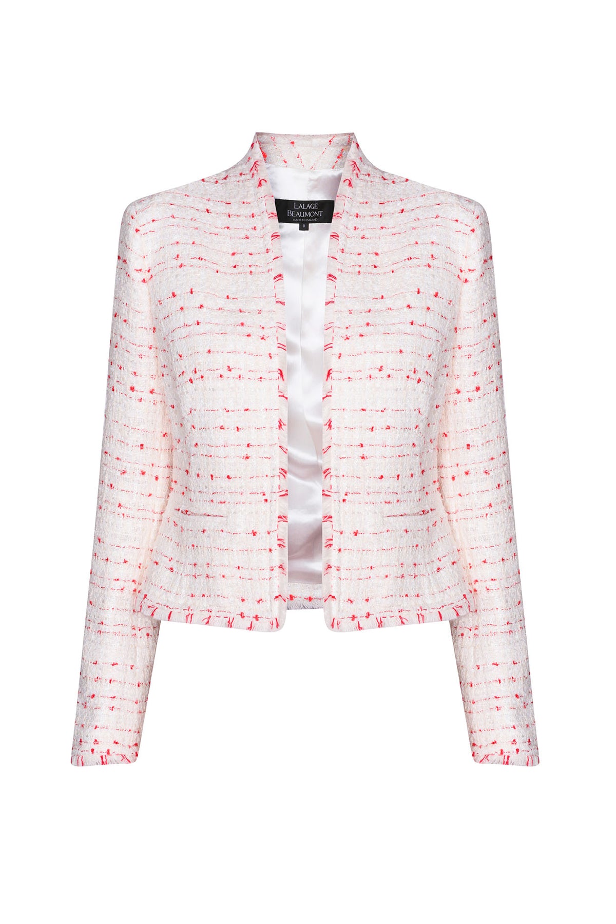 Tweed Peplum Style Jacket Scarlet Tufted Stripes Margo