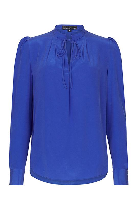Stand Collar Washed Silk Blouse Sonia