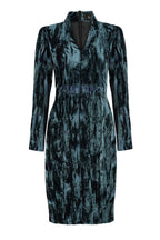 Dark Teal Crushed Velvet Dress - Emma