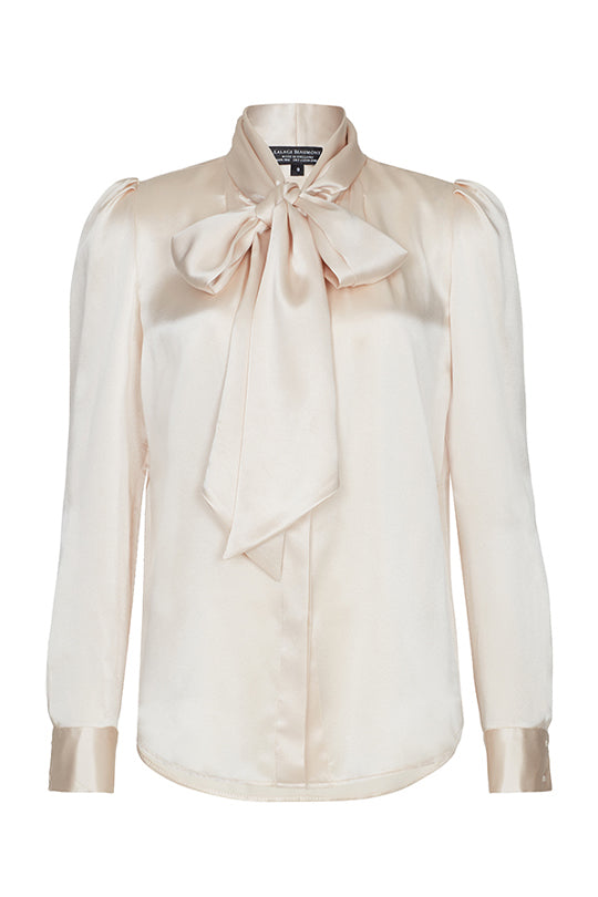 Tie neck silk satin blouse Denisa