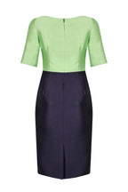 Chartreuse/Navy Sateen Dress - Amelia