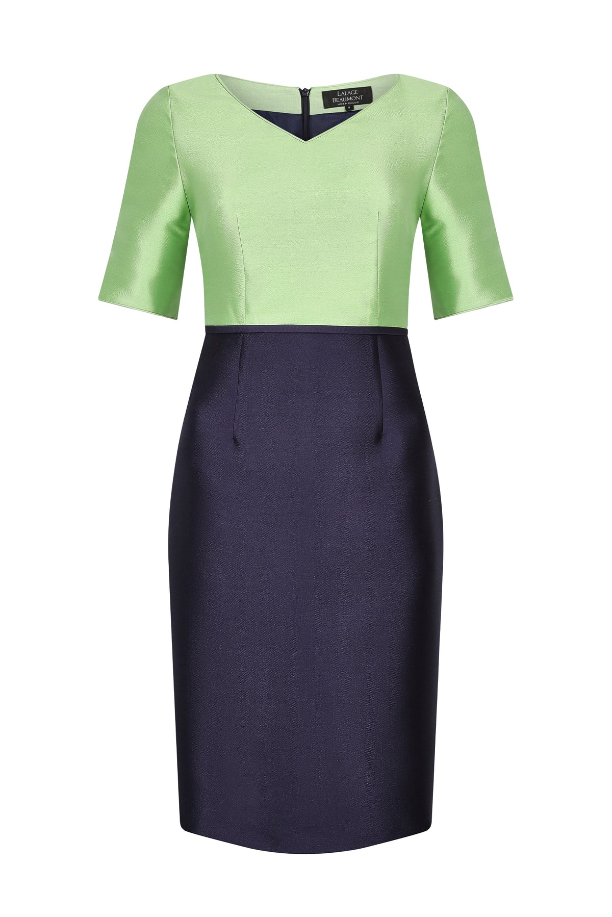 Chartreuse Navy Sateen Dress Amelia