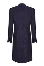 Navy Dress Coat in Winter Brocade with Cord Trim and Frogging - Vicky