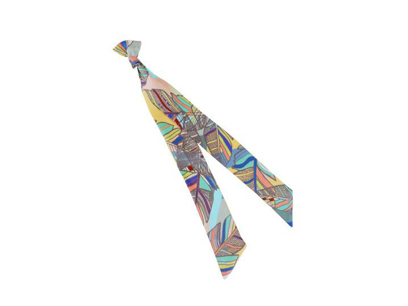 Banderole Silk Ribbon Scarf Feather Tropical
