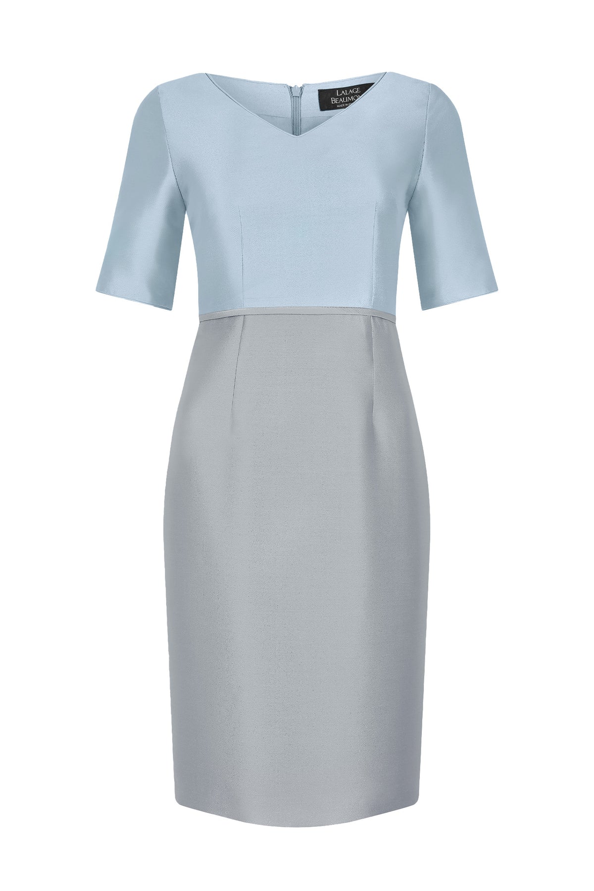 Sky Blue Grey Sateen Dress Amelia