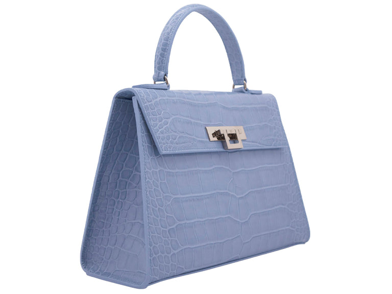 Fonteyn Large 'Croc' Print Handbag Bluebell | Lalage Beaumont