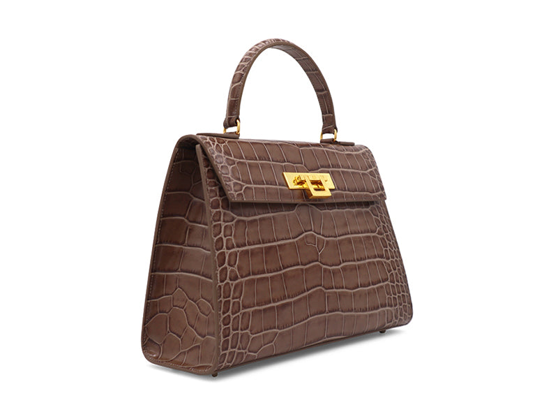 Fonteyn Large Orinoco 'Croc' Print Calf Leather Handbag - Taupe