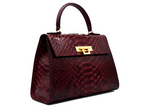 Fonteyn Large Pythonskin Handbag - Wine