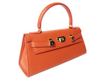 Maya East West Caribou Soft Grainy Print Calf Leather Handbag - Orange