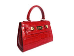 Maya Mignon Orinoco 'Croc' Print Calf Leather Handbag - Red