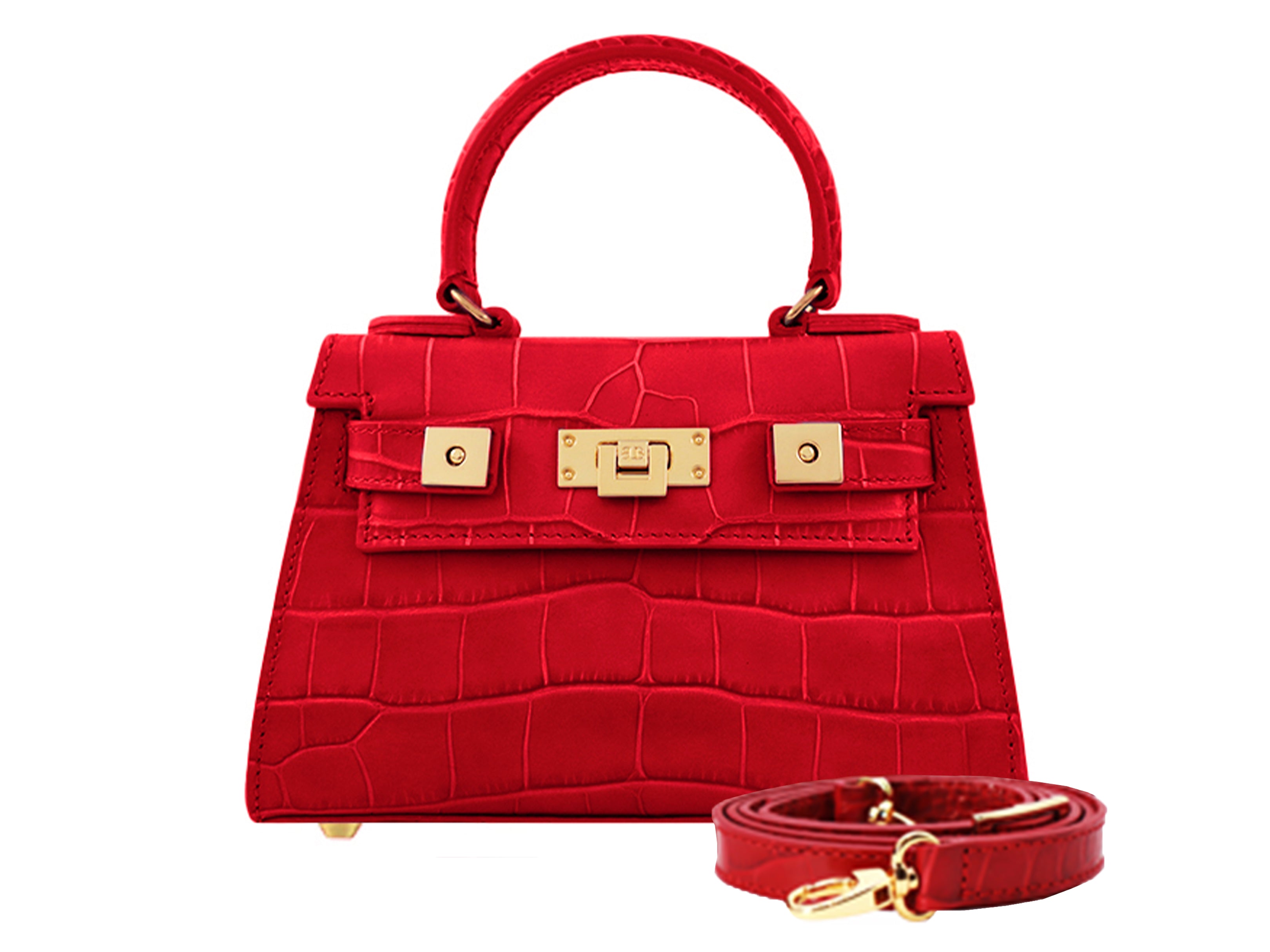 Maya Mignon Orinoco &#39;Croc&#39; Print Calf Leather Handbag - Red
