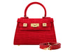 Maya Mignon Orinoco 'Croc' Print Calf Leather Handbag - Red