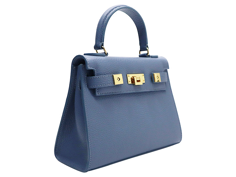Maya Midi Caribou Soft Grainy Print Calf Leather Handbag - Bluebell ...