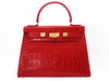 Maya Large 'Croc' Print Leather Handbag - Red