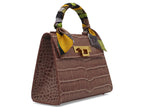 Fonteyn Midi Orinoco 'Croc' Print Calf Leather Handbag - Taupe