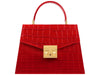 Odette Mini Orinoco 'Croc' Print Calf Leather Handbag - Red