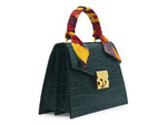 Odette Mini Orinoco 'Croc' Print Calf Leather Handbag - Dark Green