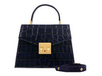 Odette Mini Orinoco 'Croc' Print Calf Leather Handbag - Navy
