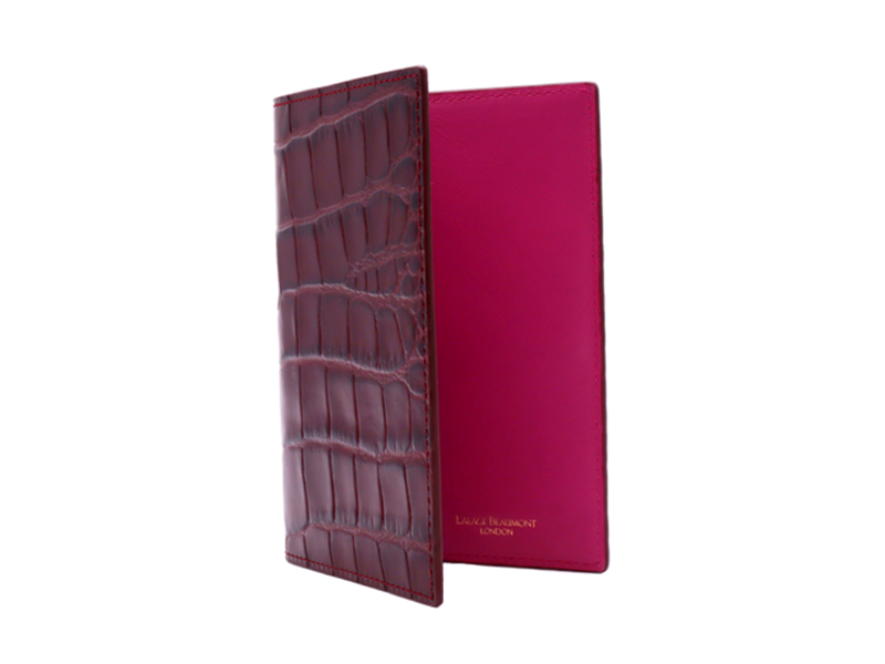 Passport Holder Orinoco &#39;Croc&#39; Print Calf Leather - Wine