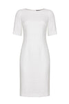 Short-Sleeved Dress in Plain Ivory Tweed - Angie