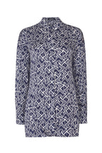 Tunic Shirt in Navy Geometric Print - Capri