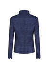 Navy Silk Jacket with Stand Collar and Edge to Edge Fastening - Diana