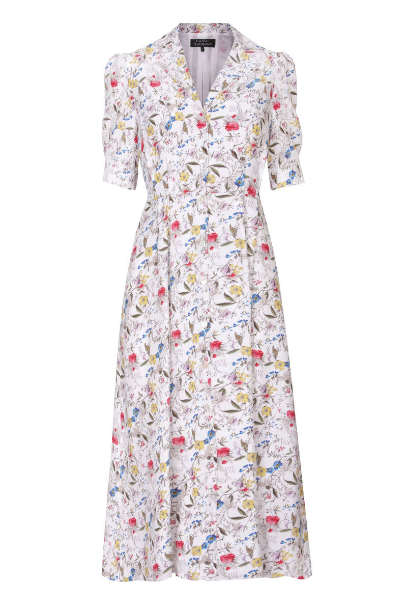 Floaty, Feminine Shirt-dress in Delicate Printed Silk - Isobel