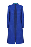 Silk Duster Coat in Sapphire and Turquoise Raw Silk Tussar - Leila